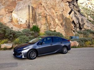 The 2017 Toyota Prius Prime Hybrid: Dominated by sharp-angled exterior design.