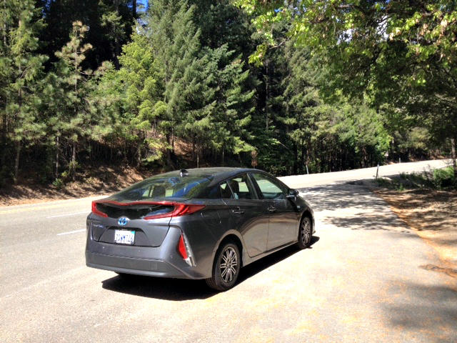 2017 Toyota Prius Prime plug-in. 53.3 mpg in after first fill-up during the Amgen Tour of California. Image © James Raa/2017.