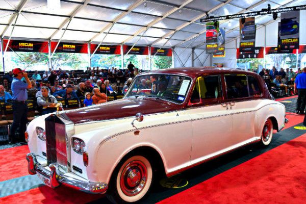 A Rolls-Royce on the auction block at the 2017 Mecum Auction during the 2017 Classic Car Week on the Monterey Peninsula.