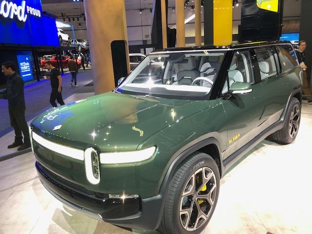 The Rivian concept is an all-electric SUV with 0-60 mph speed in 3.0 seconds and a 400-mile range.