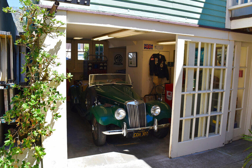 One of the vintage MG beauties on display at the Martine Inn in Pacific Grove, California.