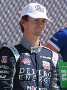 Colton Herta, then age 18, after winning his first IndyCar race.