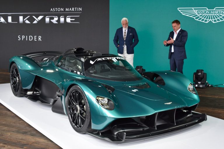Lawrence Stroll, Executive Chairman, Aston Martin, and Tobias Moers, CEO, present the Aston Martin Valkyrie.