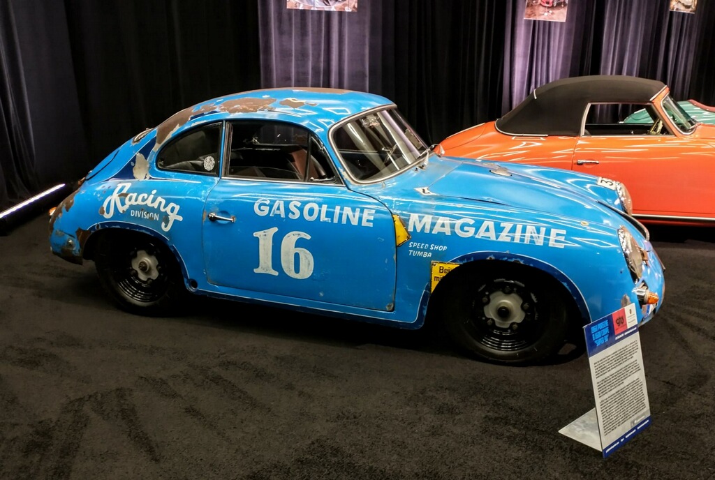 A vintage racing Porsche was showcased at the LA Auto Show.