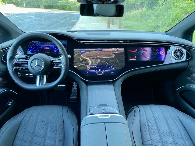The 2022 AMG EQS has 56-inch horizontal technology screen.