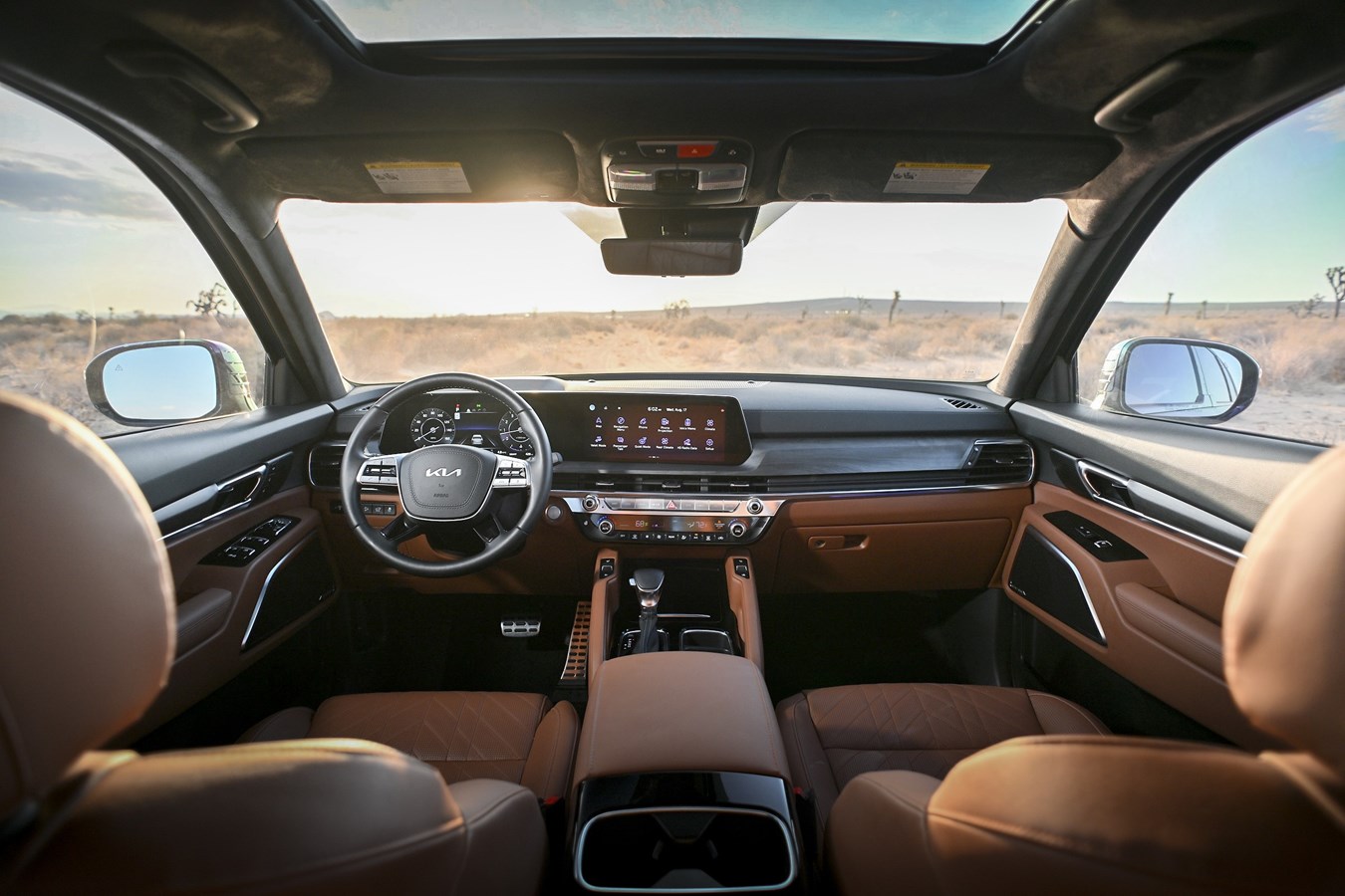The interior of the 2024 Kia Telluride, especially in the top-level trims, is near luxury.