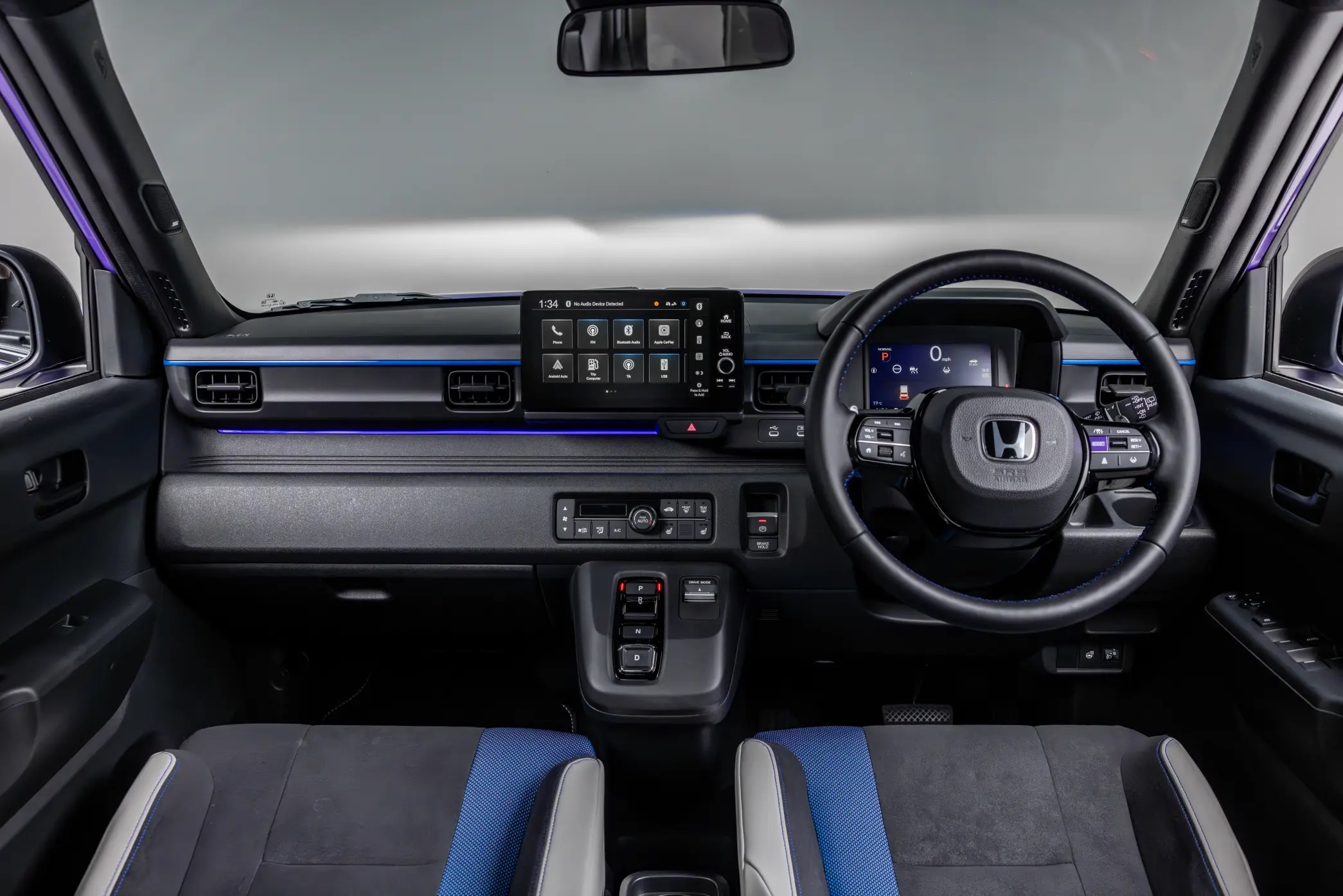 2026 Honda Super-N interior dashboard showing 9-inch central touchscreen and digital instrument cluster