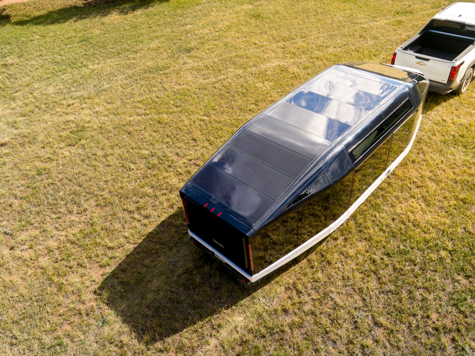 Close-up of the Lightship AE.1 rooftop solar array with integrated photovoltaic panels