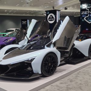 Exotic car display at the 2026 New York International Auto Show