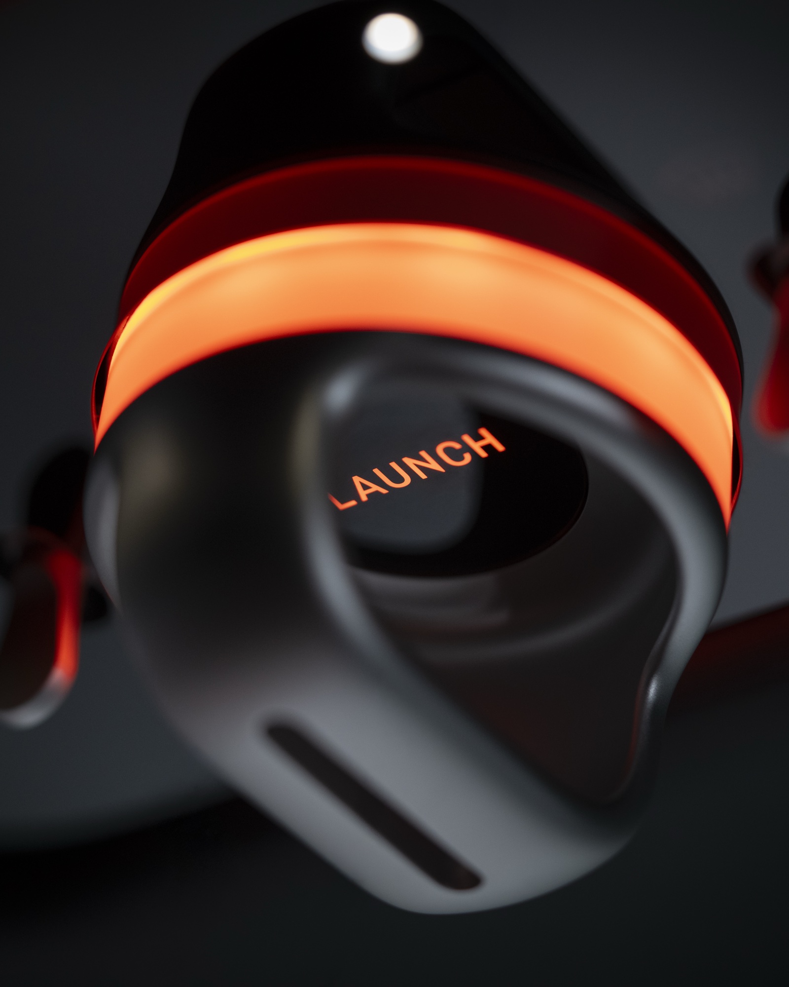 2026 Ferrari Luce overhead control panel showing the Launch Mode pull with the illuminated orange ring active