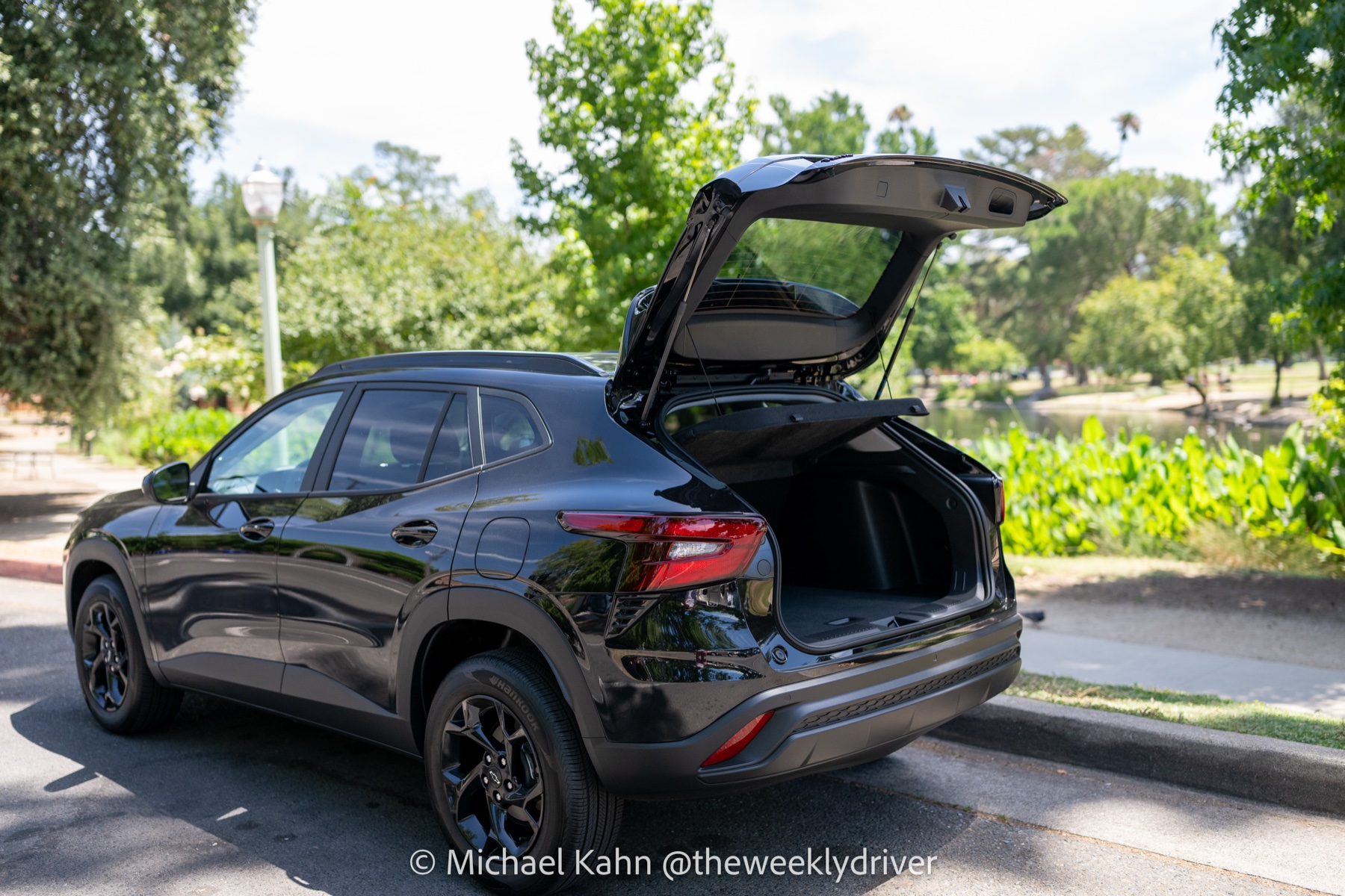 2026 Chevrolet Trax with the liftgate open showing the cargo area