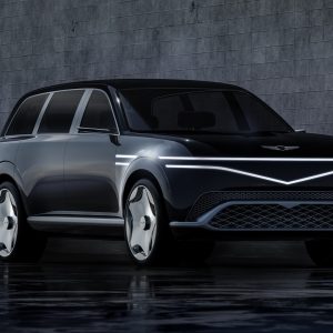 The Genesis Neolun concept, a coach-door electric SUV that previews the production Genesis GV90 flagship