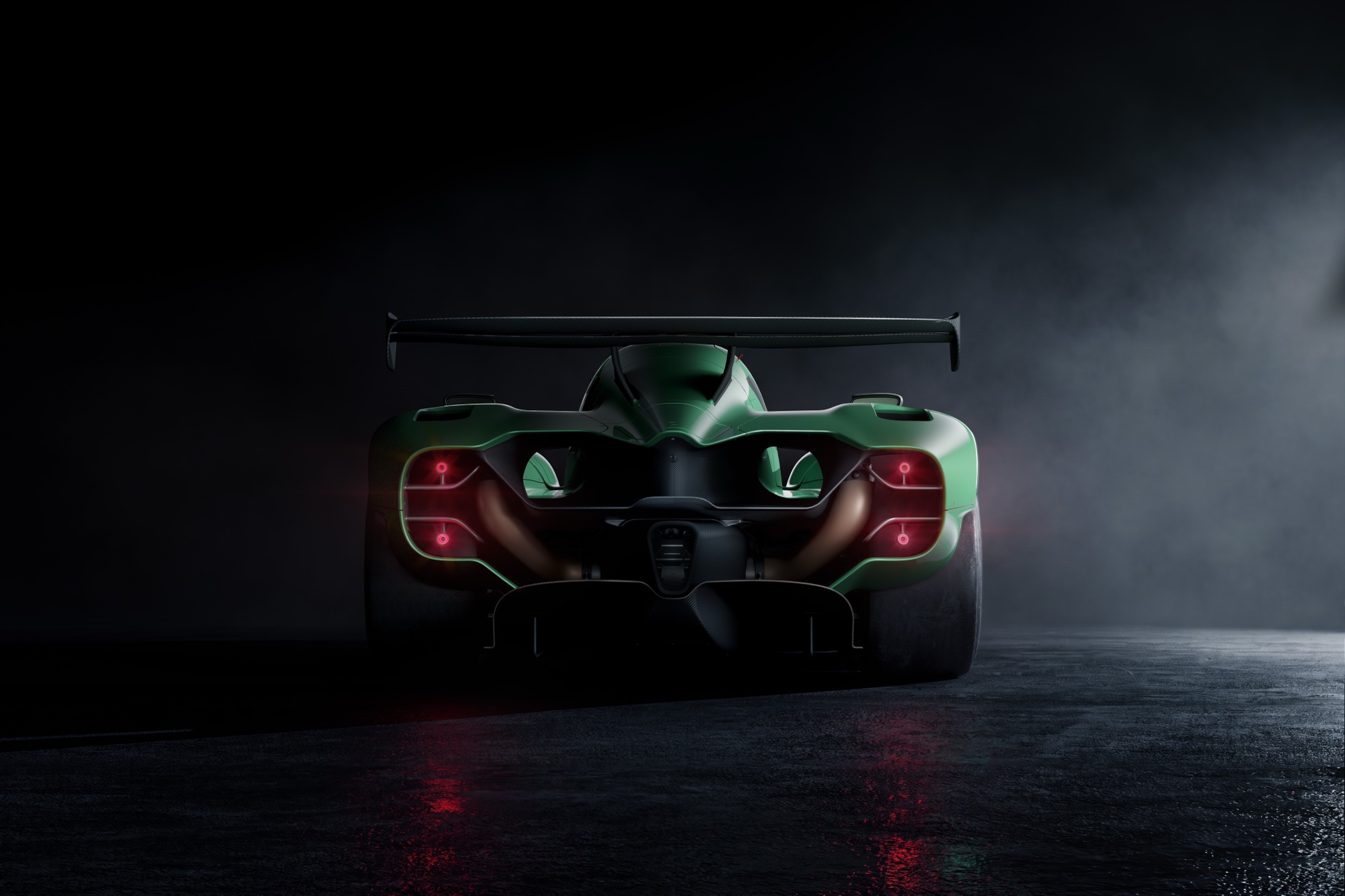 Rear detail of the McMurtry Spéirling Pure showing the fan and underbody skirt system