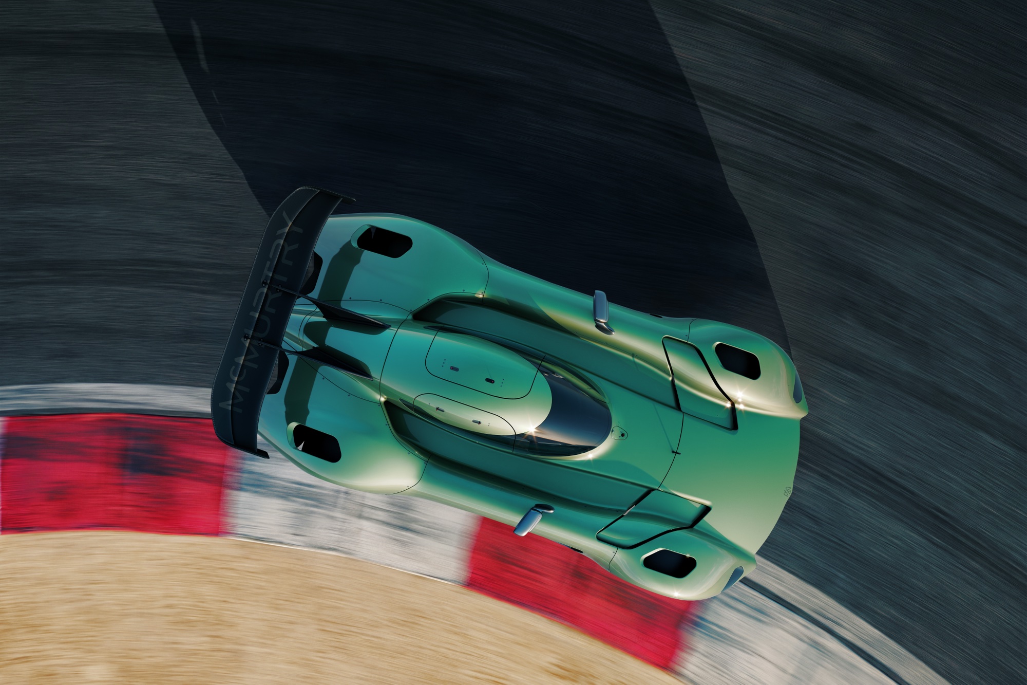Overhead view of the McMurtry Spéirling Pure on a race track