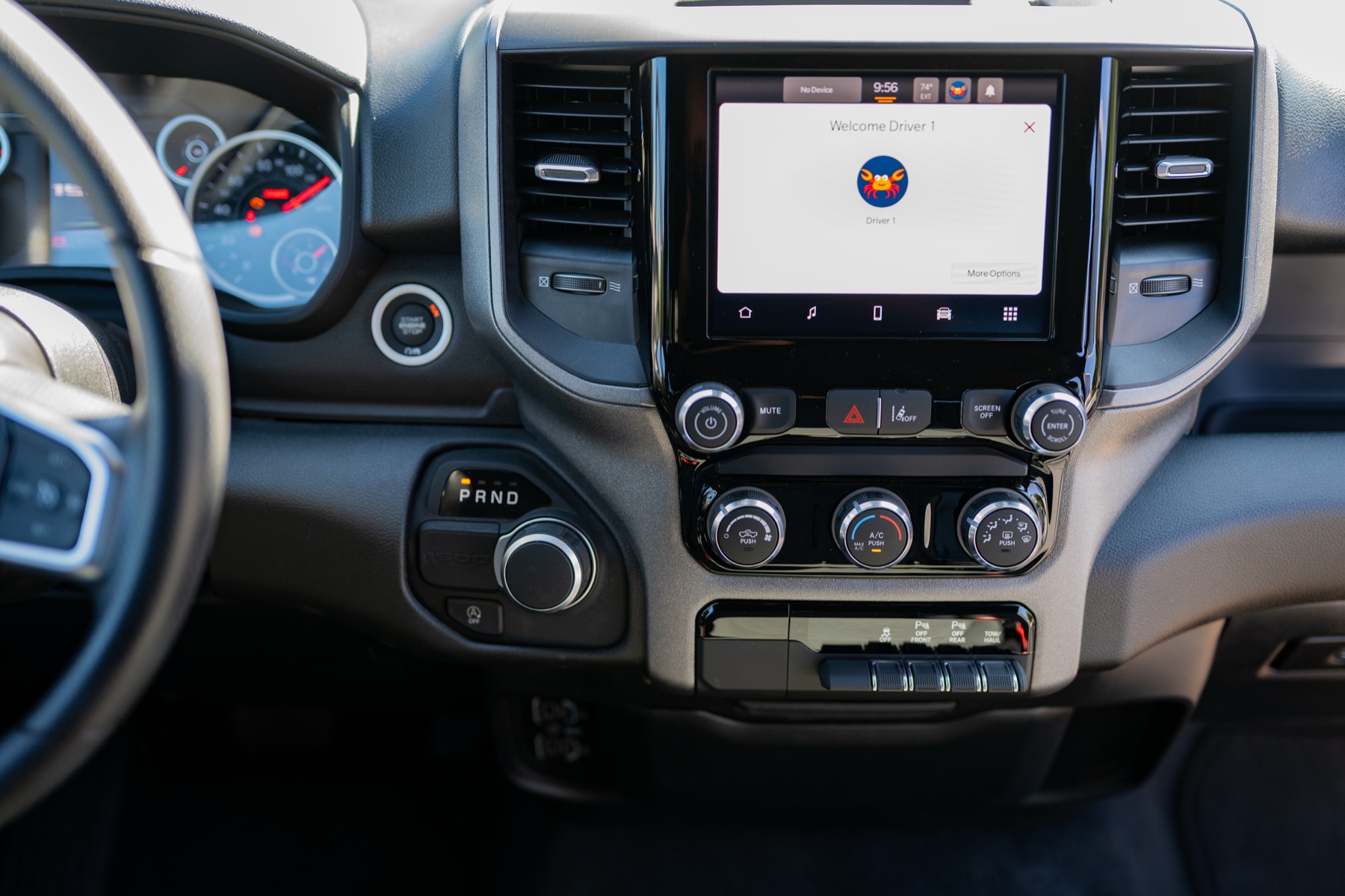 Uconnect 5 8.4-inch touchscreen and HVAC controls in the 2026 RAM 1500 Express