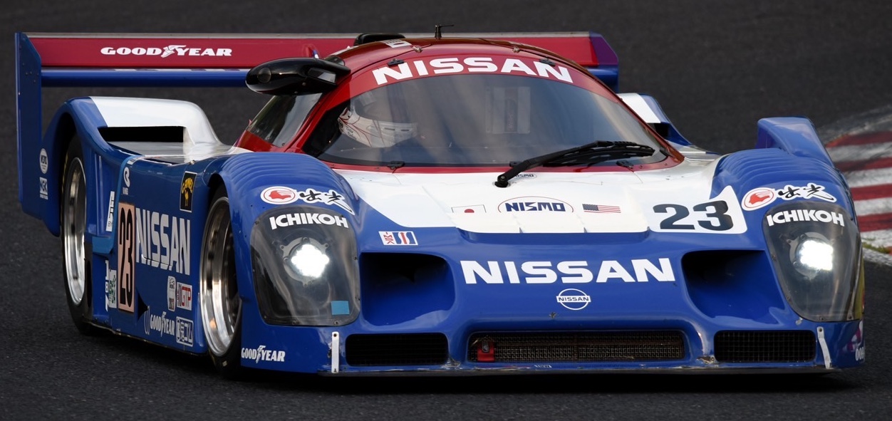 1990 Nissan R91CP Group C prototype in red and black Calsonic livery