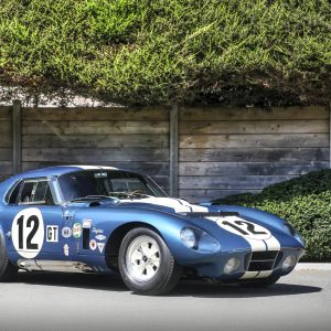 1964 Shelby Cobra Daytona Coupe in blue with white stripes and number 12 roundels