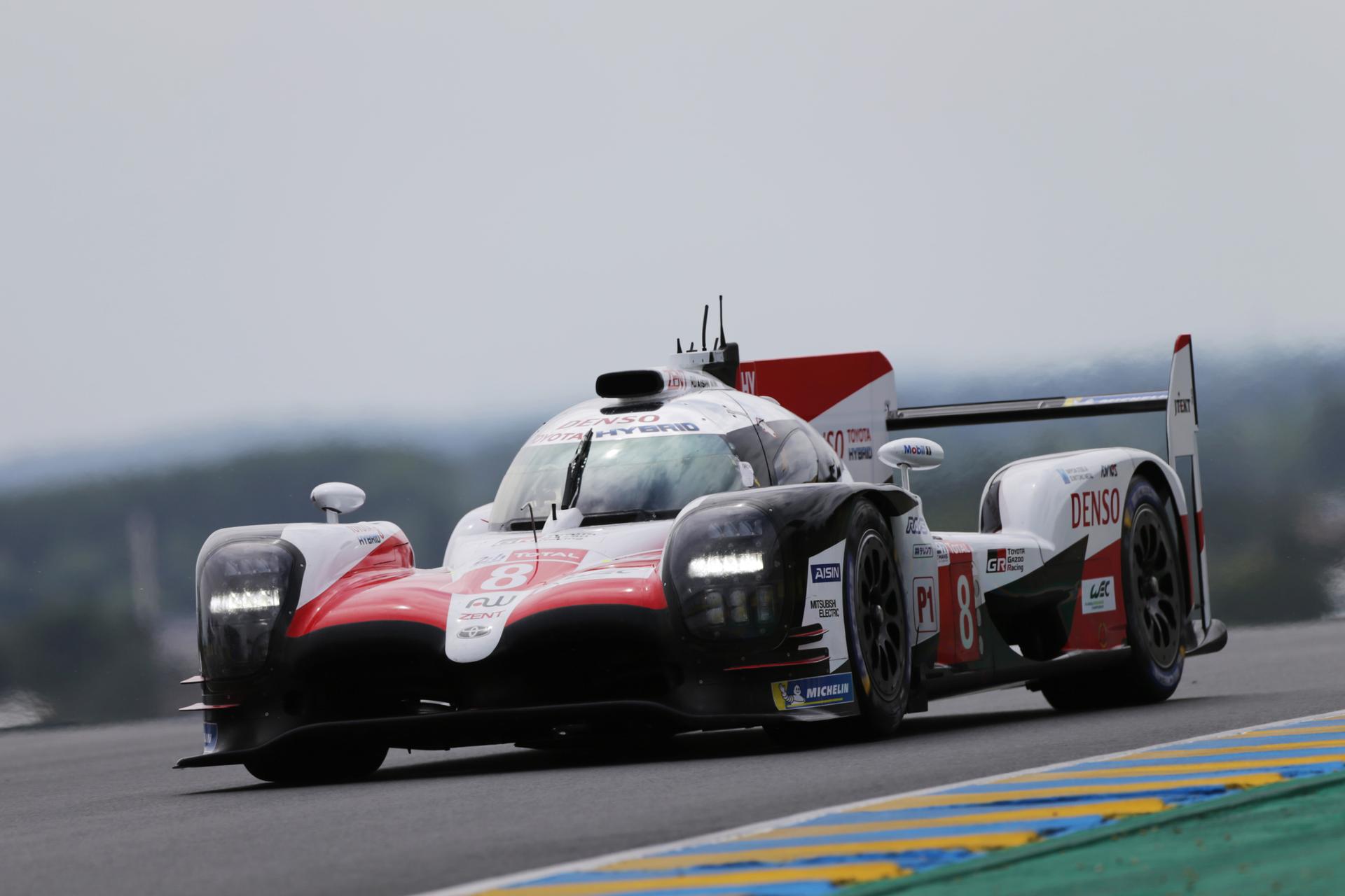 2018 Toyota TS050 Hybrid Le Mans prototype in white, red and black Gazoo Racing livery