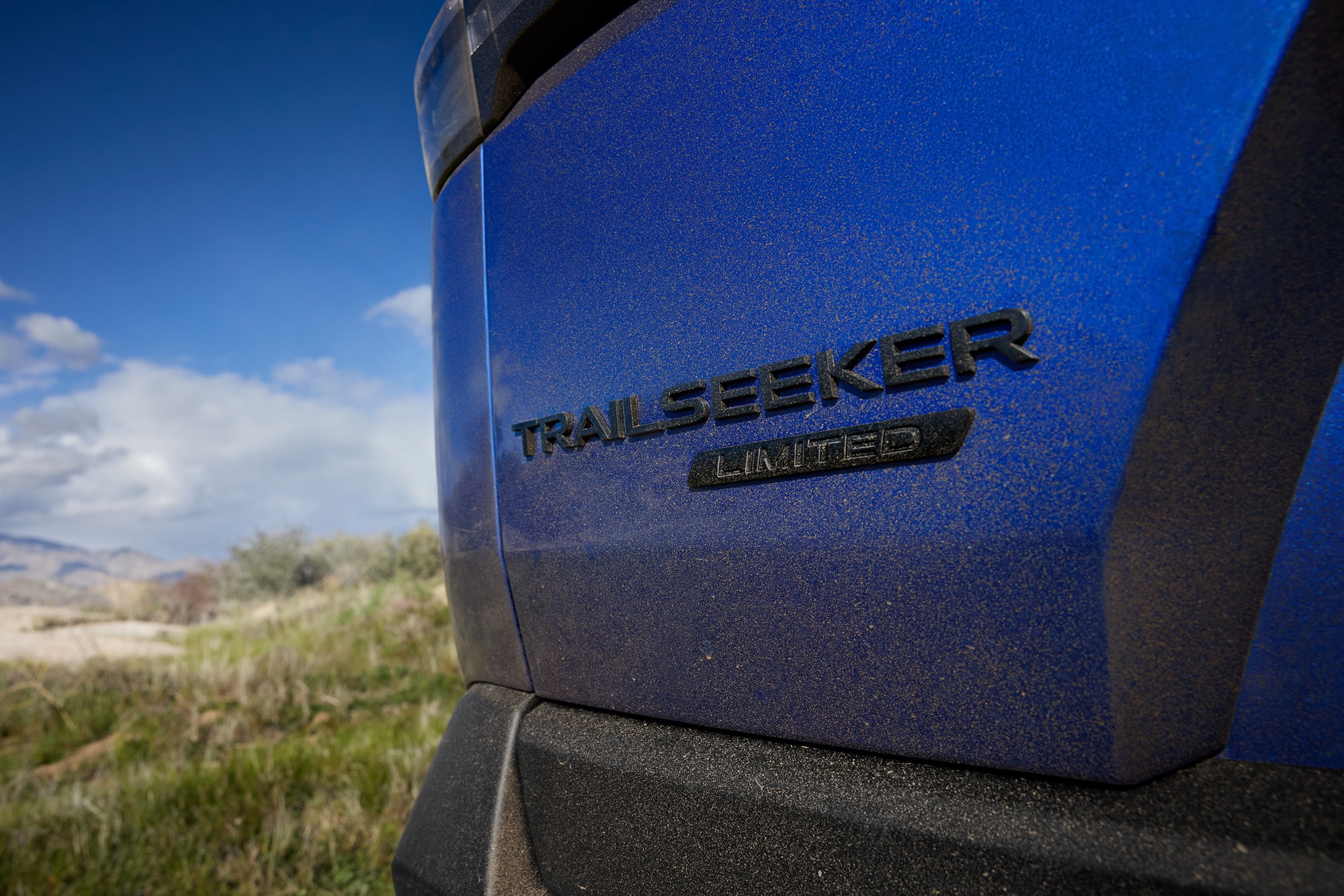 Trailseeker Limited badge on the rear quarter panel of a blue 2026 Subaru Trailseeker