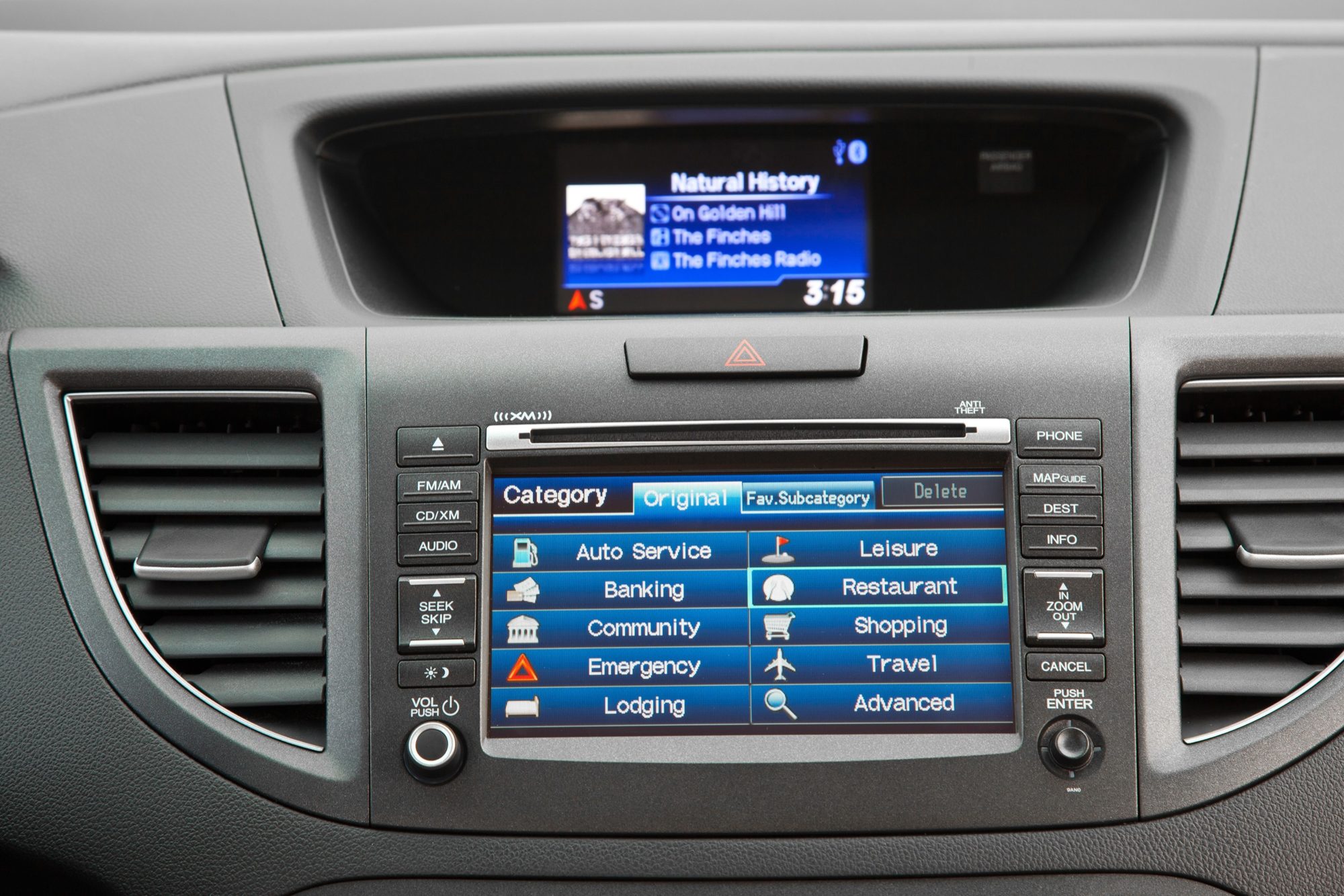 Navigation screen and upper i-MID display in the 2012 Honda CR-V EX-L