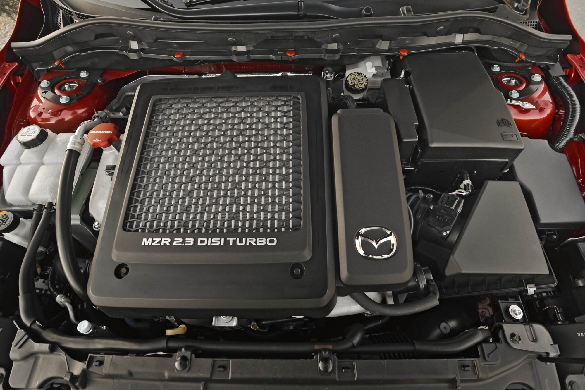 MZR 2.3 DISI Turbo engine under the hood of the 2013 Mazdaspeed3