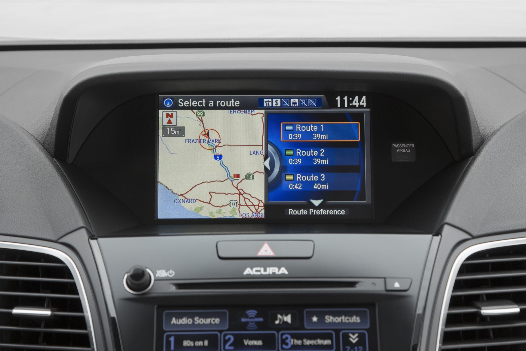 Navigation screen and center stack of the 2016 Acura RDX