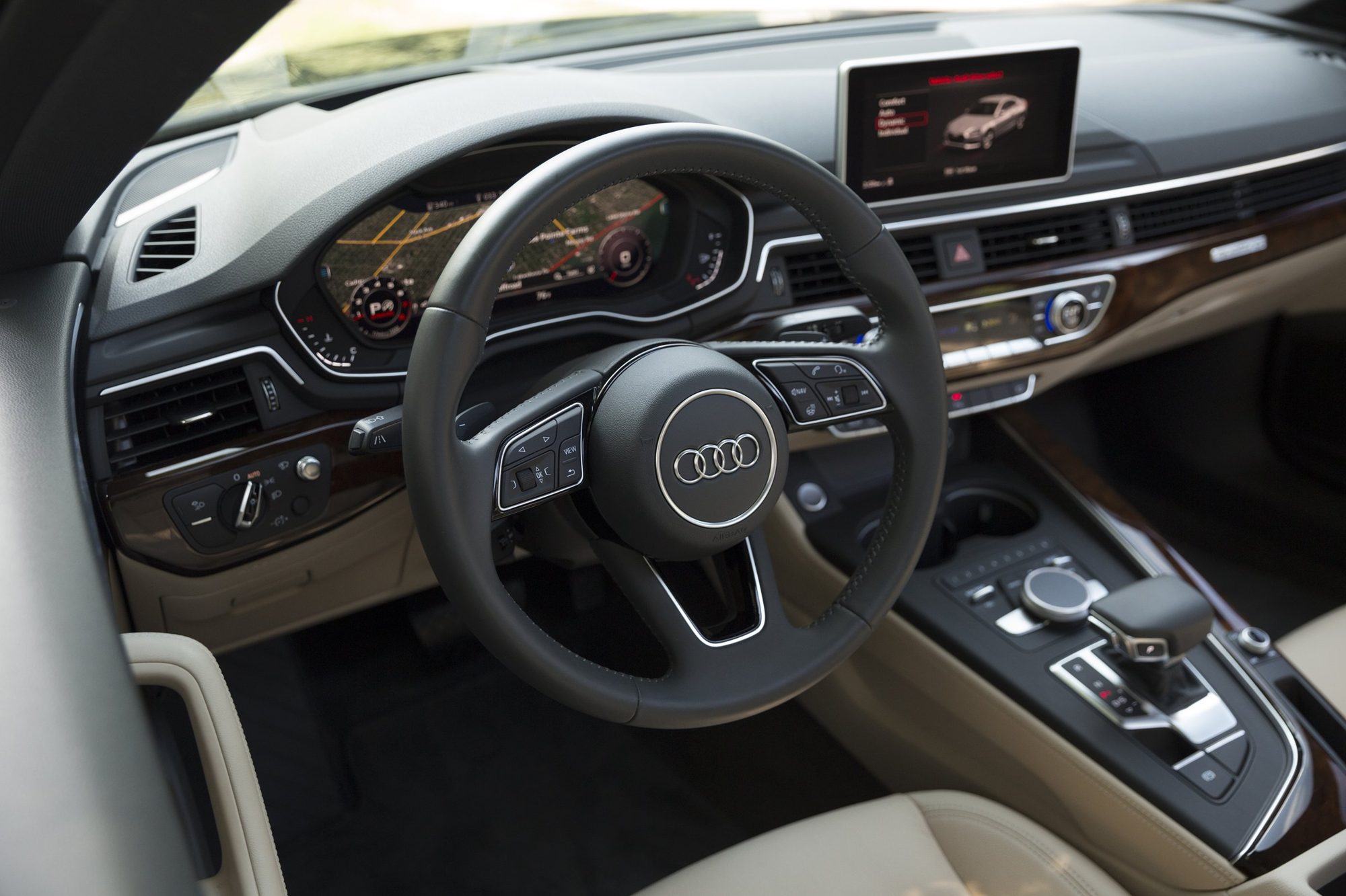 Dashboard and Audi virtual cockpit display of the 2018 Audi A5 Coupe
