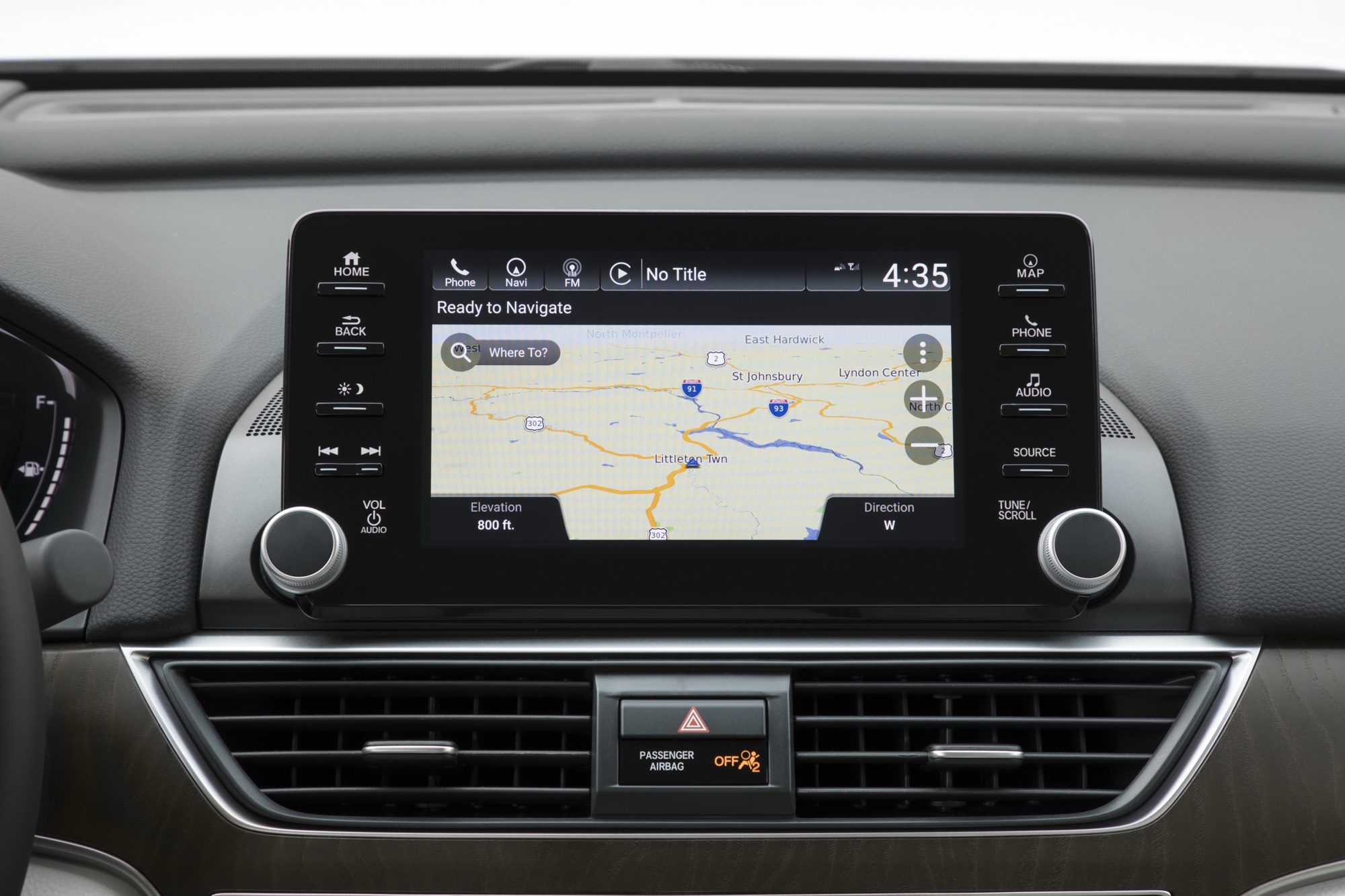 Navigation map on the touchscreen of the 2018 Honda Accord Touring 2.0T