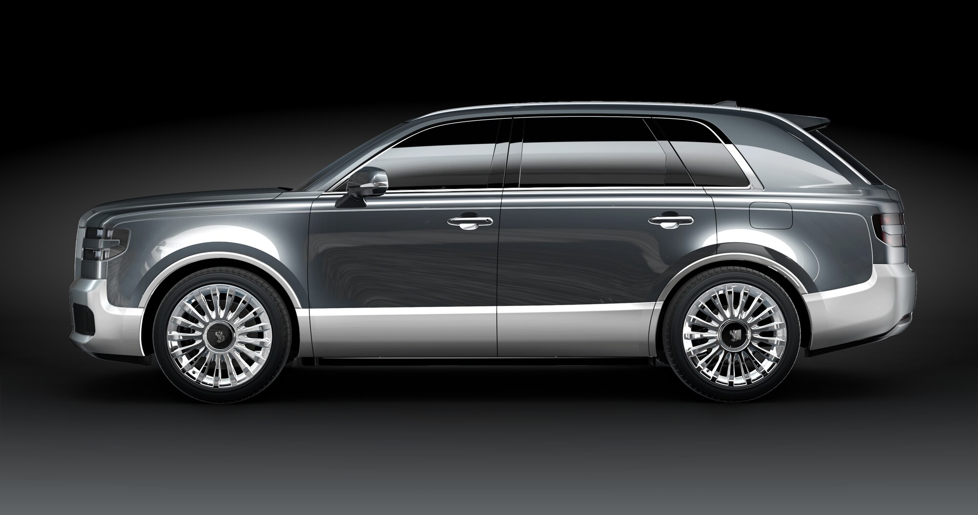 Toyota Brought the Century to Detroit and Called It a Global Model 4 Toyota Century in two-tone silver and gray, side profile studio view