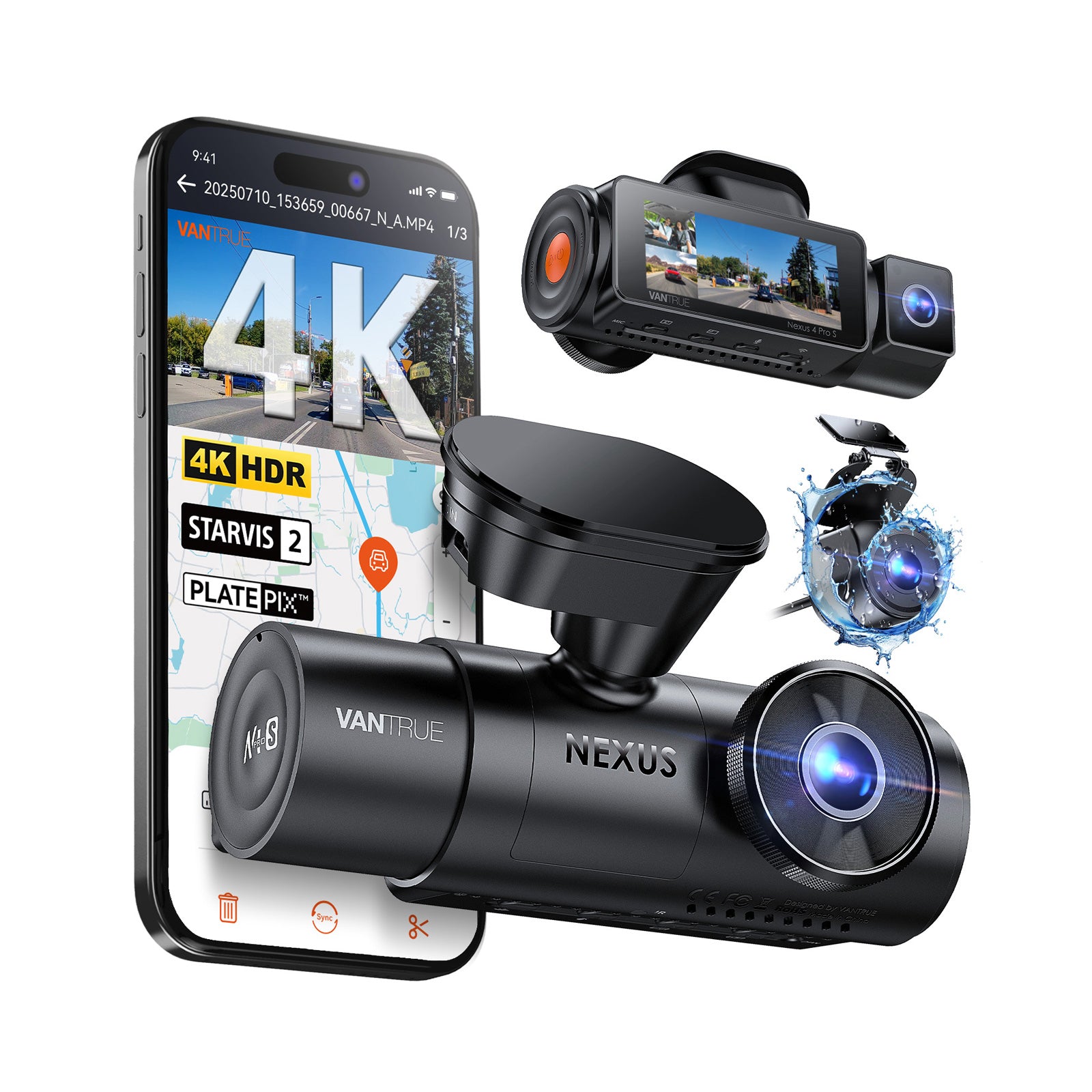How Vantrue's S1 Pro Max, N4S, N4 Pro S and N5S Dash Cams Differ 10 Vantrue N4 Pro S three-channel 4K dash cam with its cabin camera, rear camera and phone app