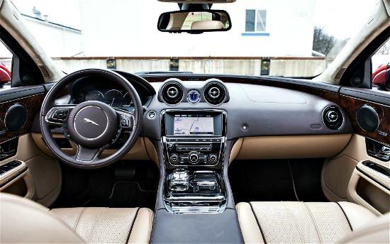 Plush interior, 2013 Jaguar XJ.