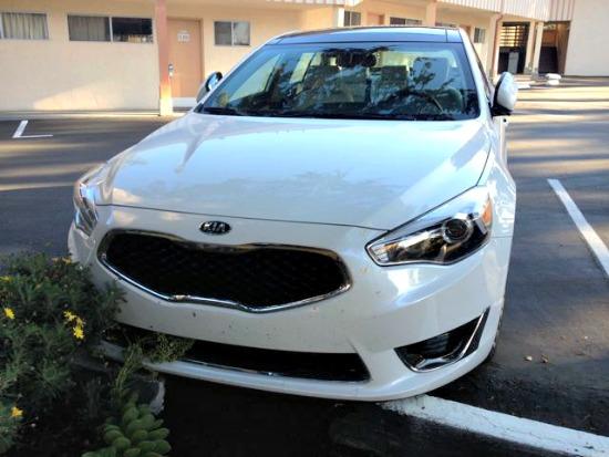 The 2014 Kia Cadenza has an odd-shaped front grille.