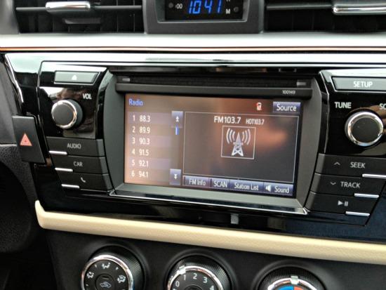 The sharp-angled 2014 Toyota Corolla navigation system.