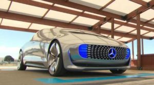 The prototype of the Mercedes-Benz driverless car.