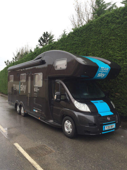 A motorhome used by the Britain-based Team Sky used in the Tour de France is for sale on eBay.